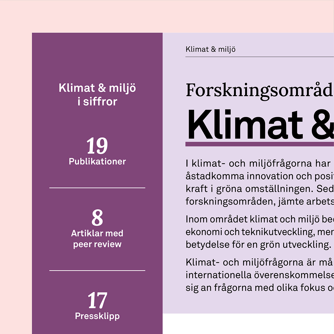 Infografik om Ratios forskning inom klimat och miljö.